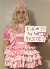 Arkansas sissy Lexi in a dumb pink maid uniform
