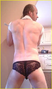 Sissy loser Natalie exposed in black lace knickers