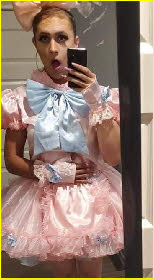 Sissy Beth takes selfie in frilly pink fairy outfit
