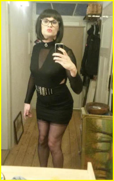 Sissy Emma from Nuremberg in little black dress and stockings