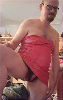 Loser male humiilates himself by putting on slutty pink knickers