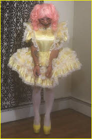 Sissy Brianna in prissy sissy yellow dress
