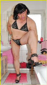 Sissy whore Kai in bikini and heels Sissy whore Kai in bikini and heels