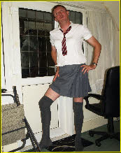 Failed male Hew in schoolgirl uniform