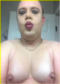 Fat sissy with girlie man boobs