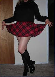 Sissy Amy from Glasgow in short tartan skirt