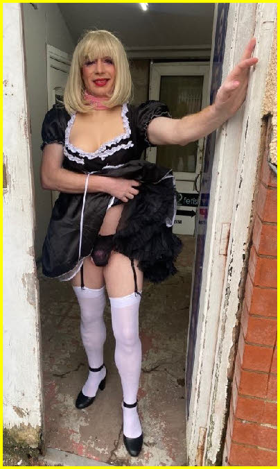 Tragic sissy slut Maggie feminised in slutty French maid uniform