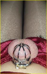 Gay sissy Emma's clitoris locked inside its chastity cage