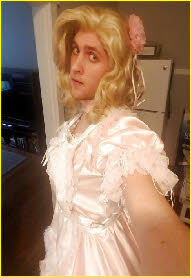 Gay sissy Beth in frilly pink dress Gay sissy Beth in frilly pink dress