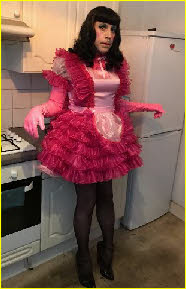 Hopelessly effeminate transvestite maid Sissy Stiletto