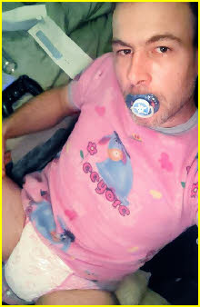 Diaper freak Kaylie sucks on his dummy Diaper freak Kaylie sucks on his dummy