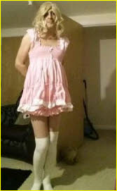 Sissy Katie in girlie pink dress and panties