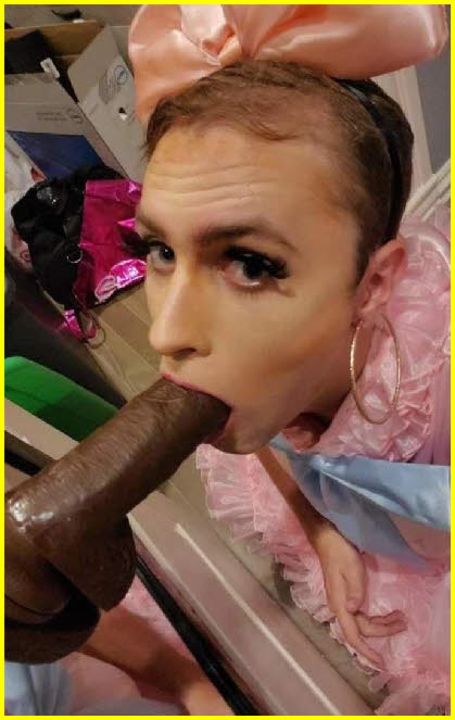Mincing fairy Beth sucks a huge black dildo Mincing fairy Beth sucks a huge black dildo