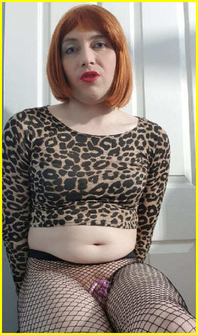 Cross-dressing cuckold with tiny cock in blue panties