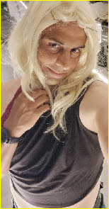 Sissy bitch Annika Rodriguez exposed in dumb blonde wig