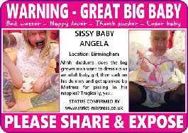 Cross-dressing adult baby exposure ID card