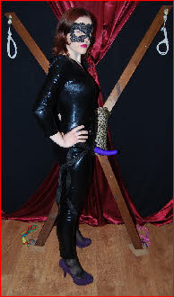 Derby domme offering strap-on training