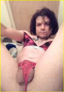 Texan sissy Dilly in red thong