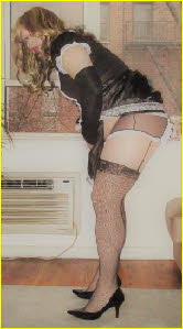 Sissy Krissy exposed in slutty French maid uniform
