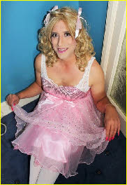 Failed husband Jeri Lee in pink sissy dress