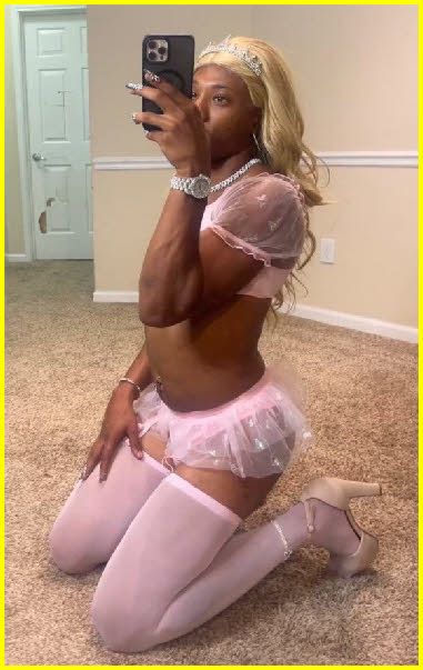Closet sissy Amber Leigh exposed in degrading pink lingerie