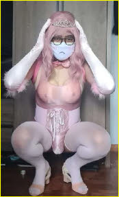 Cute Singaporean cross-dresser Rose Valerie dressed in pink lingerie