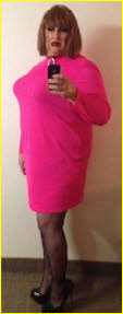 Pink dress sissy selfie