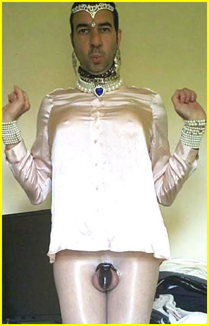 Tragic sissy loser Paula exposes tiny caged clit