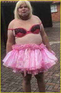 Beta-male Inge Grøthe wears humiliating bra and sissy skirt