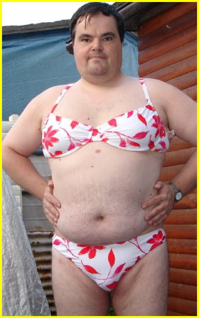Tiny-dicked sissy Holger looks like a loser in his favourite bikini Tiny-dicked sissy Holger looks like a loser in his favourite bikini