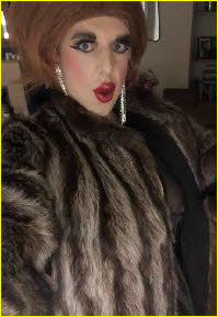 Tranny slut Kayleigh Stone in glossy fur coat
