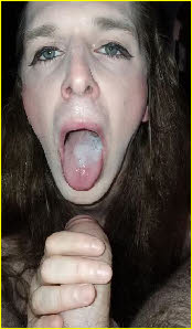 Gay sissy Michael Terry with spunk in wide-open mouth