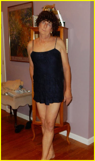 Effeminate sissy BillieJo from White Plains, New York, in short girlie camisole
