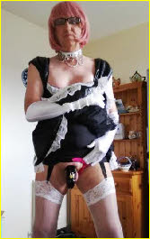 Sissy maid with caged cock